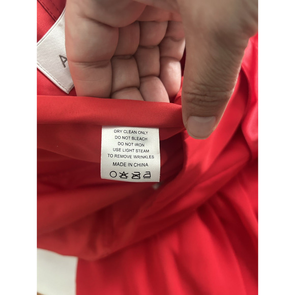 Azazie Halter Chiffon Maxi Bridesmaid Dress Womens Size A4 Red Classic Colorful - Picture 7 of 10